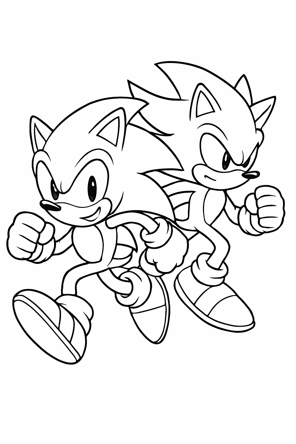 Sonic correndo com o shadow para colorir — desenho para imprimir