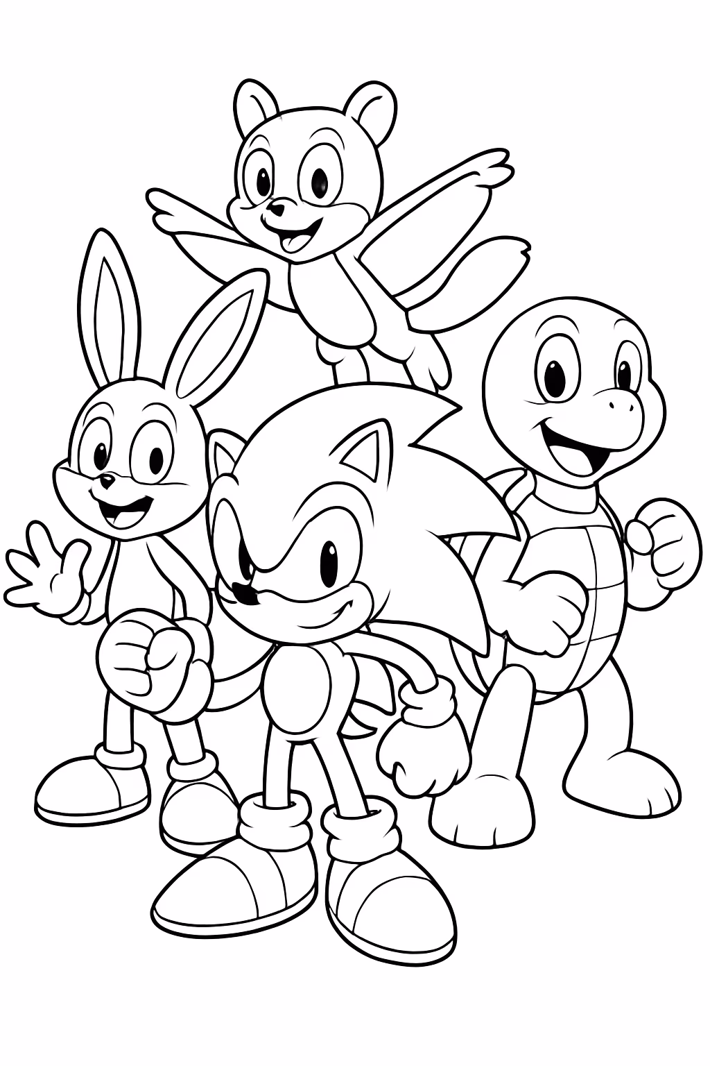 Sonic e seus amigos para colorir — desenho para imprimir