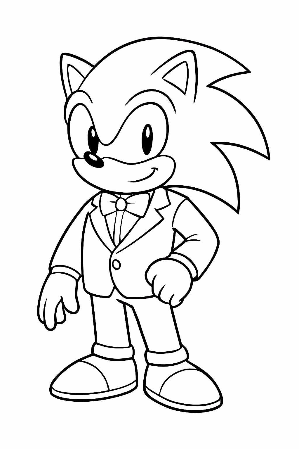 Sonic vestido de terno para colorir — desenho para imprimir