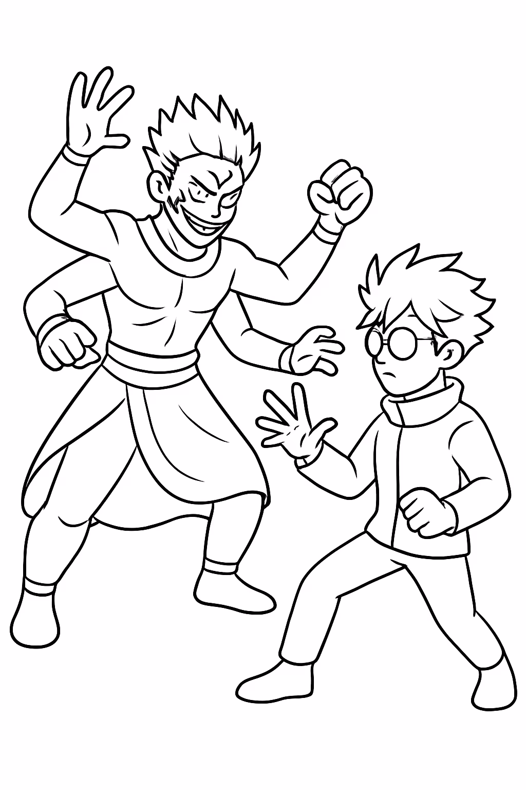 Sukuna quatro brancos vs gojo para colorir — desenho para imprimir