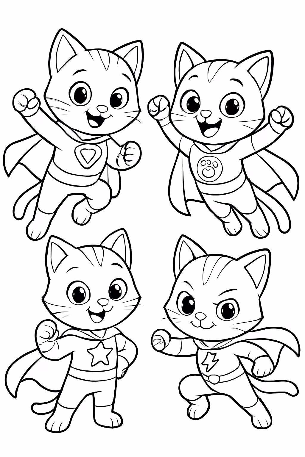 Super gatinhos para colorir — desenho para imprimir