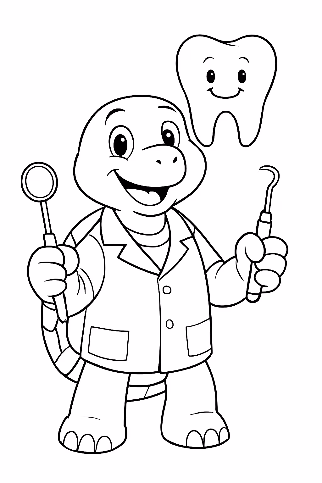 Tartaruga dentista para colorir — desenho para imprimir