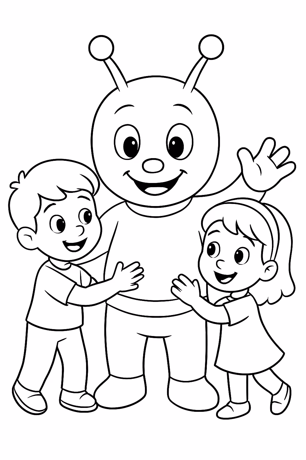 Taspio com as criancas para colorir — desenho para imprimir