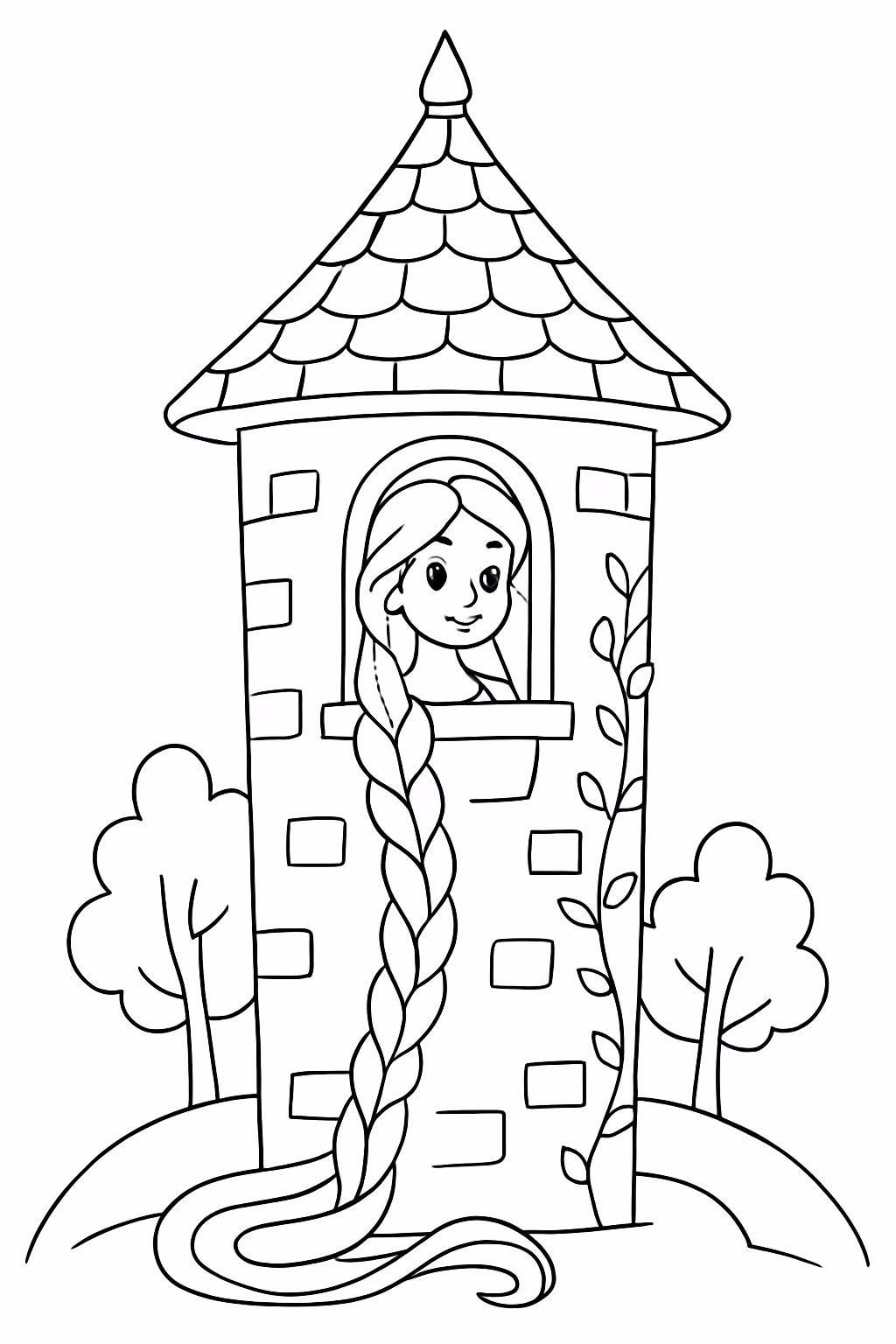 Torre da rapunzel para colorir — desenho para imprimir