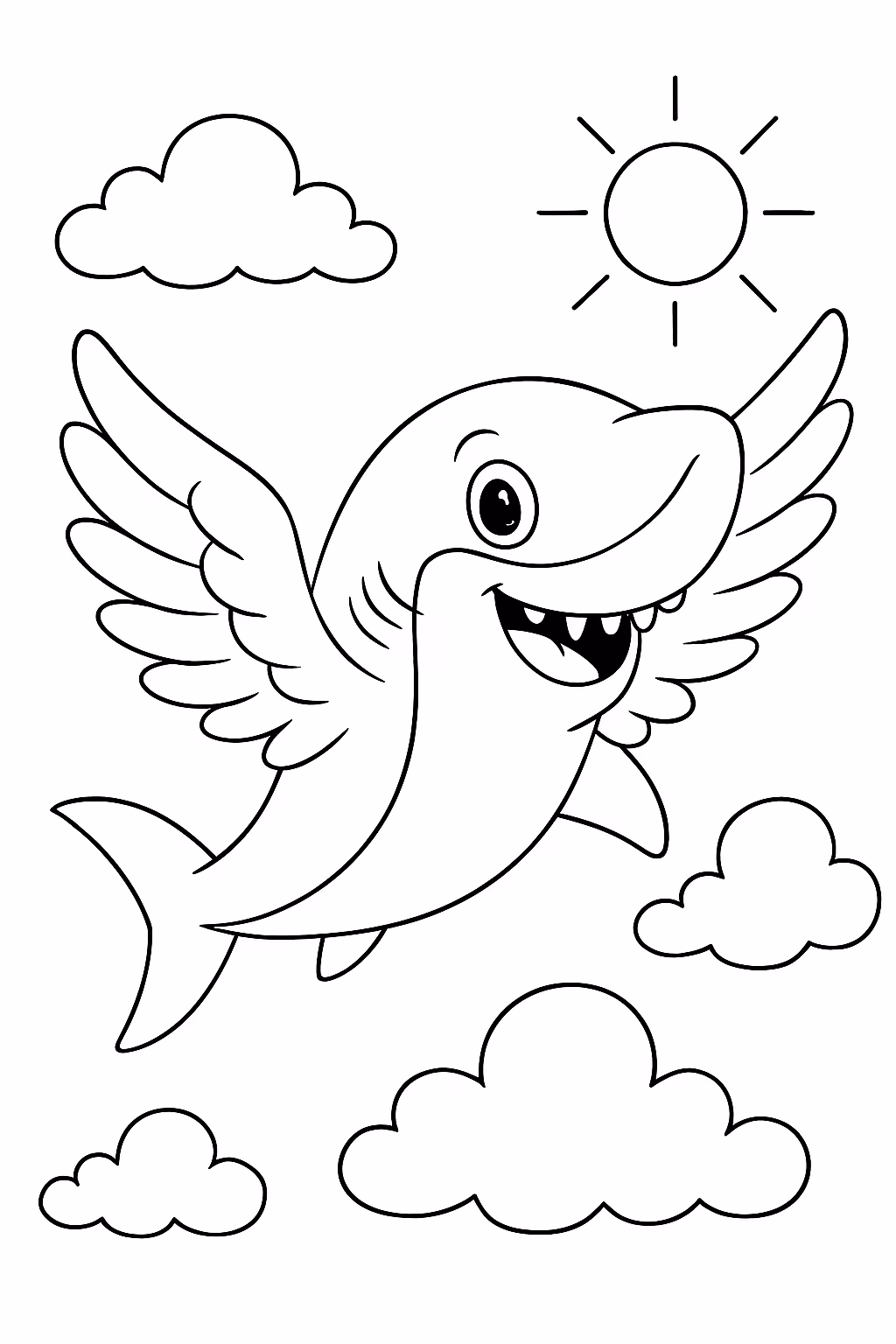 Tubaraogalo voando no ceu para colorir — desenho para imprimir