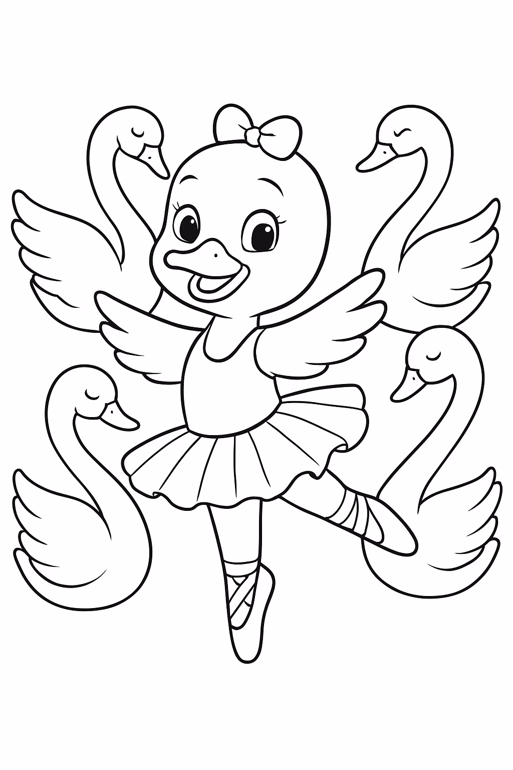 Um caputino dancando os cisneis para colorir — desenho para imprimir