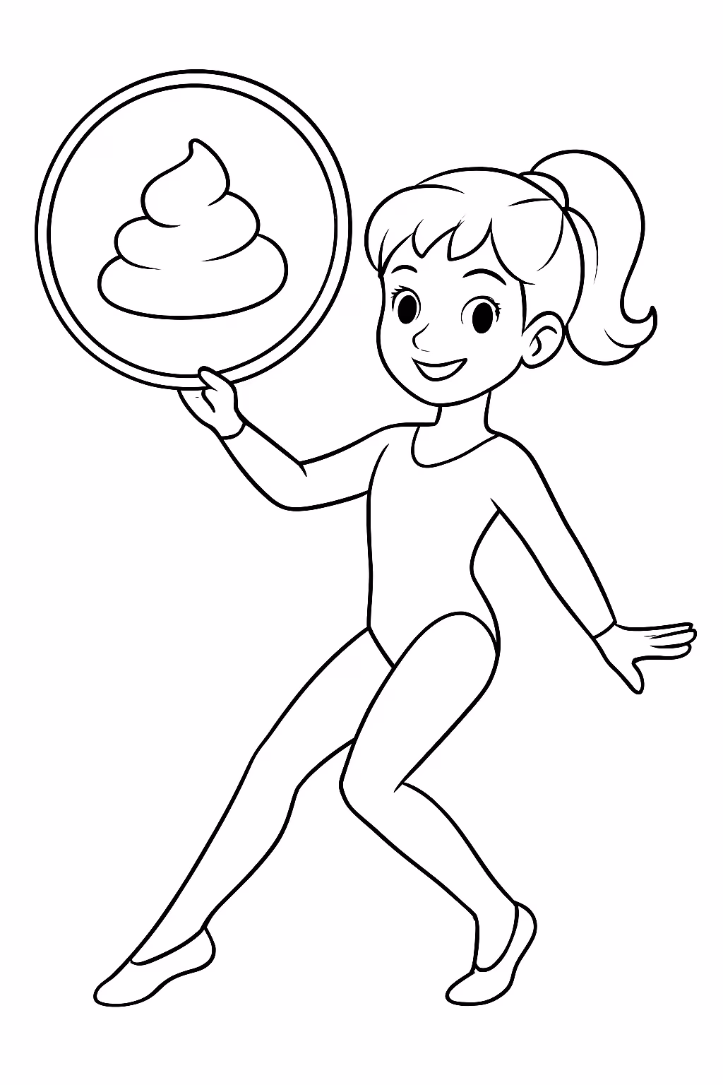 Um de uma adolescente que faz ginastica ritmica com um para colorir — desenho para imprimir