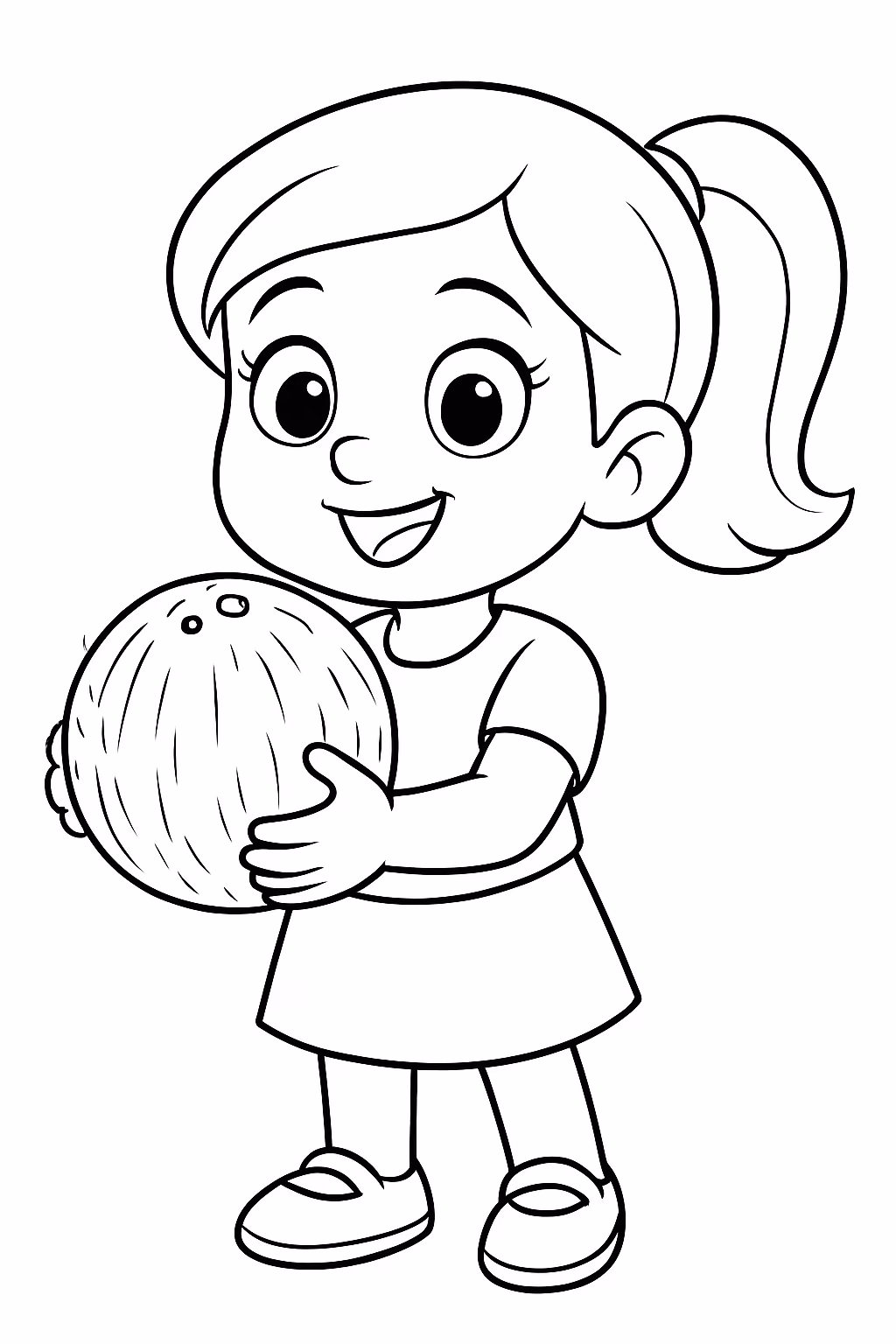 Um de uma lara com um coco para colorir — desenho para imprimir