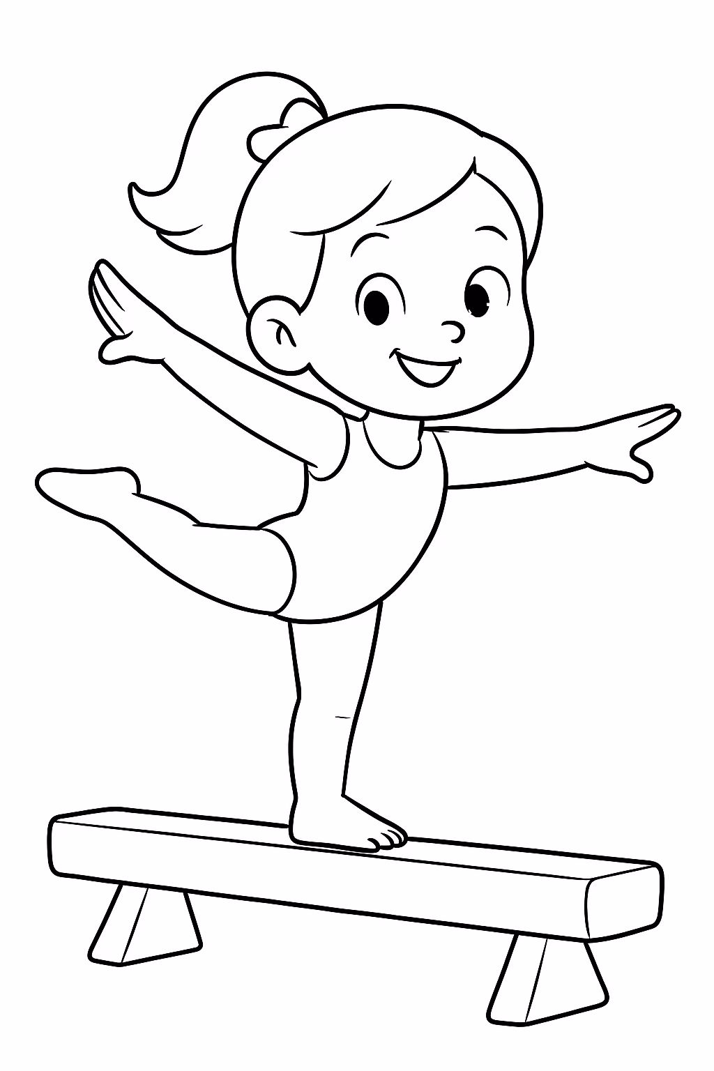 Um de uma lara ginasta com um coco para colorir — desenho para imprimir