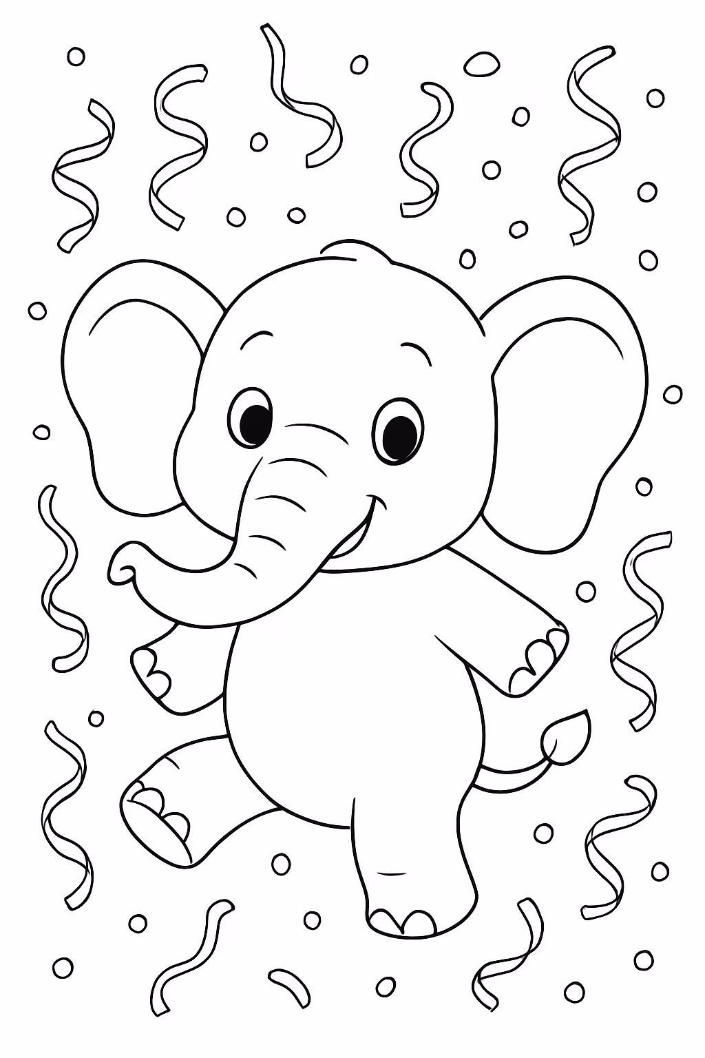 Um dnants com confetes para colorir — desenho para imprimir
