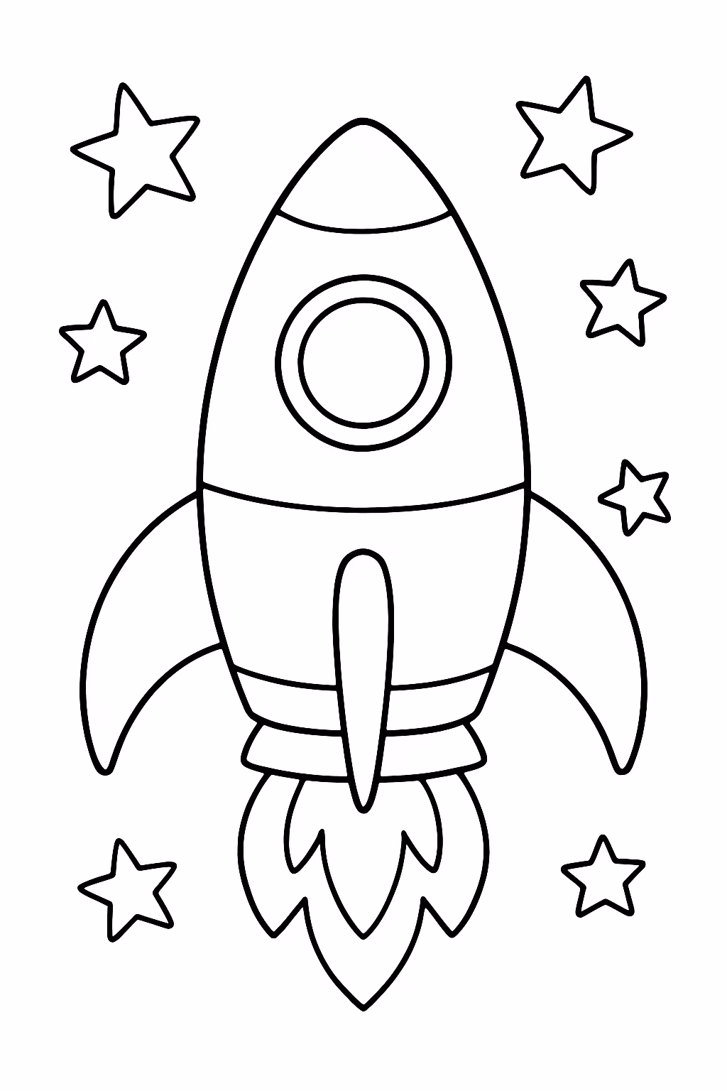 Um foguete com estrelas para colorir — desenho para imprimir
