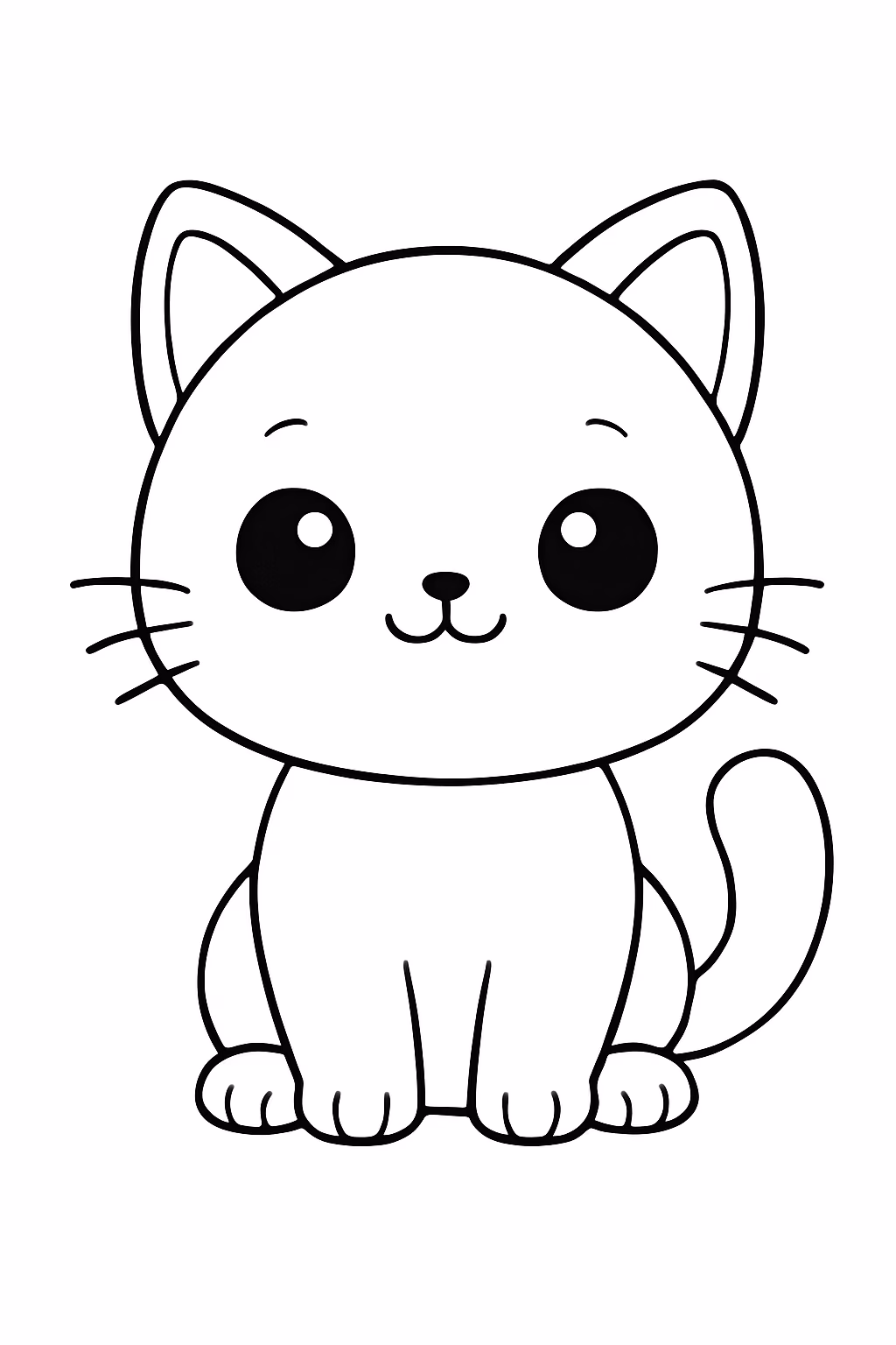 Um gato 3d kawaii para colorir — desenho para imprimir