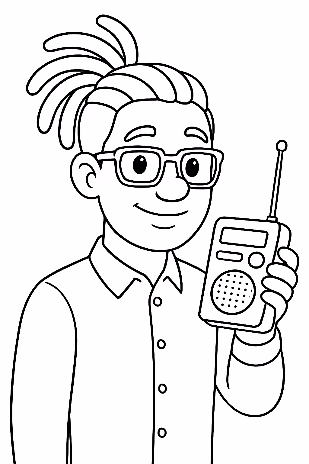Um homem de camisa social com oculos e dred so para colorir — desenho para imprimir