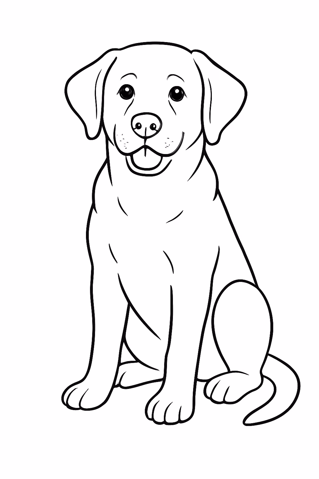 Um labrador sentado levemente realista para colorir — desenho para imprimir