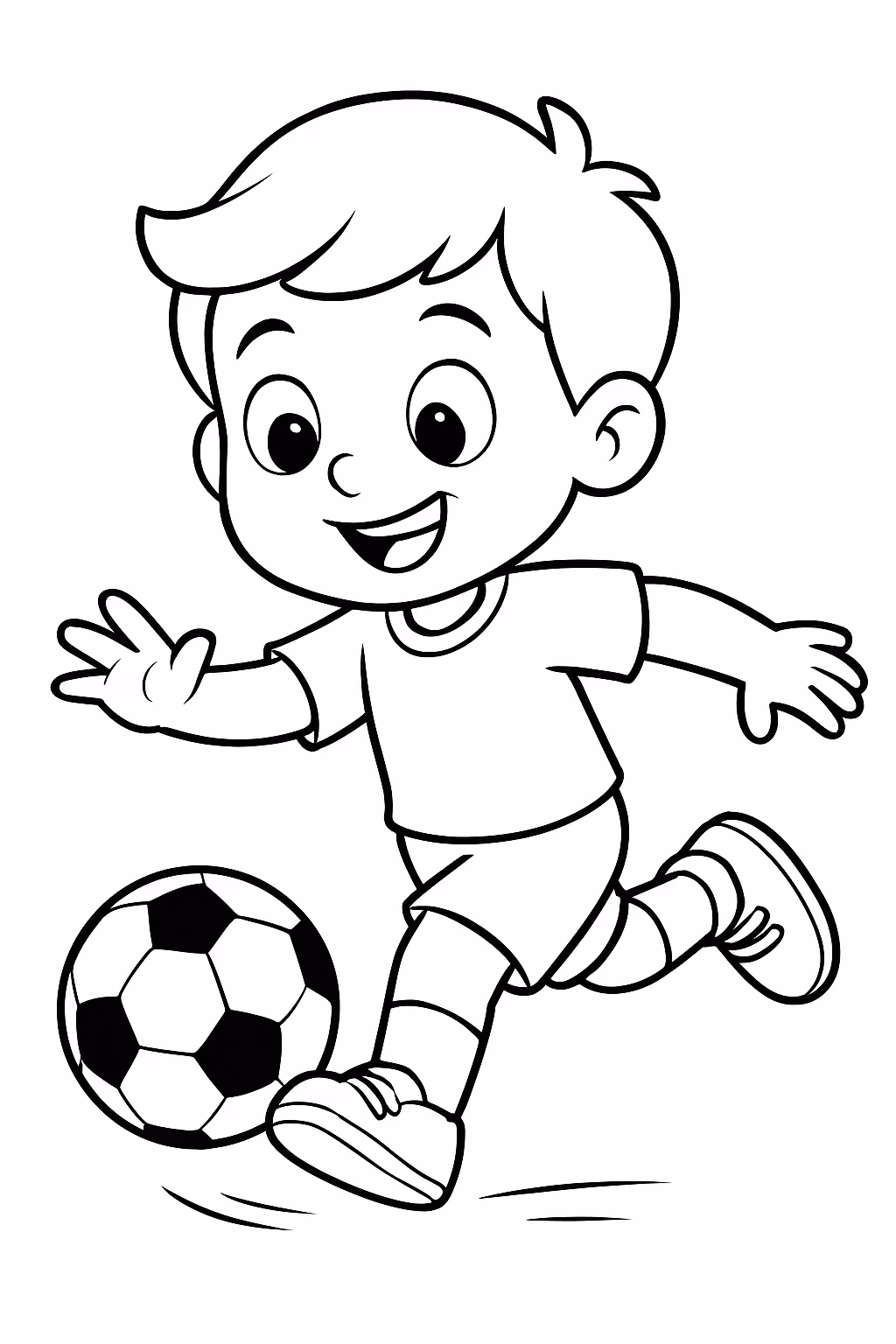Um menino jogando bola para colorir — desenho para imprimir
