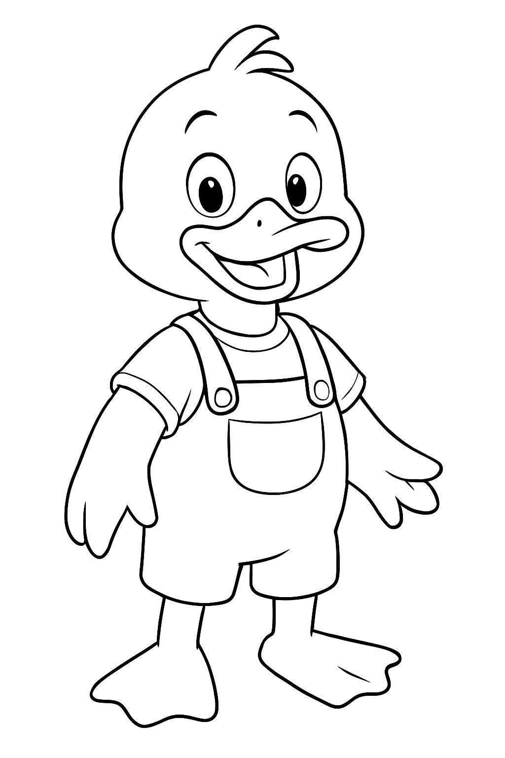 Um pato com roupinhas para colorir — desenho para imprimir