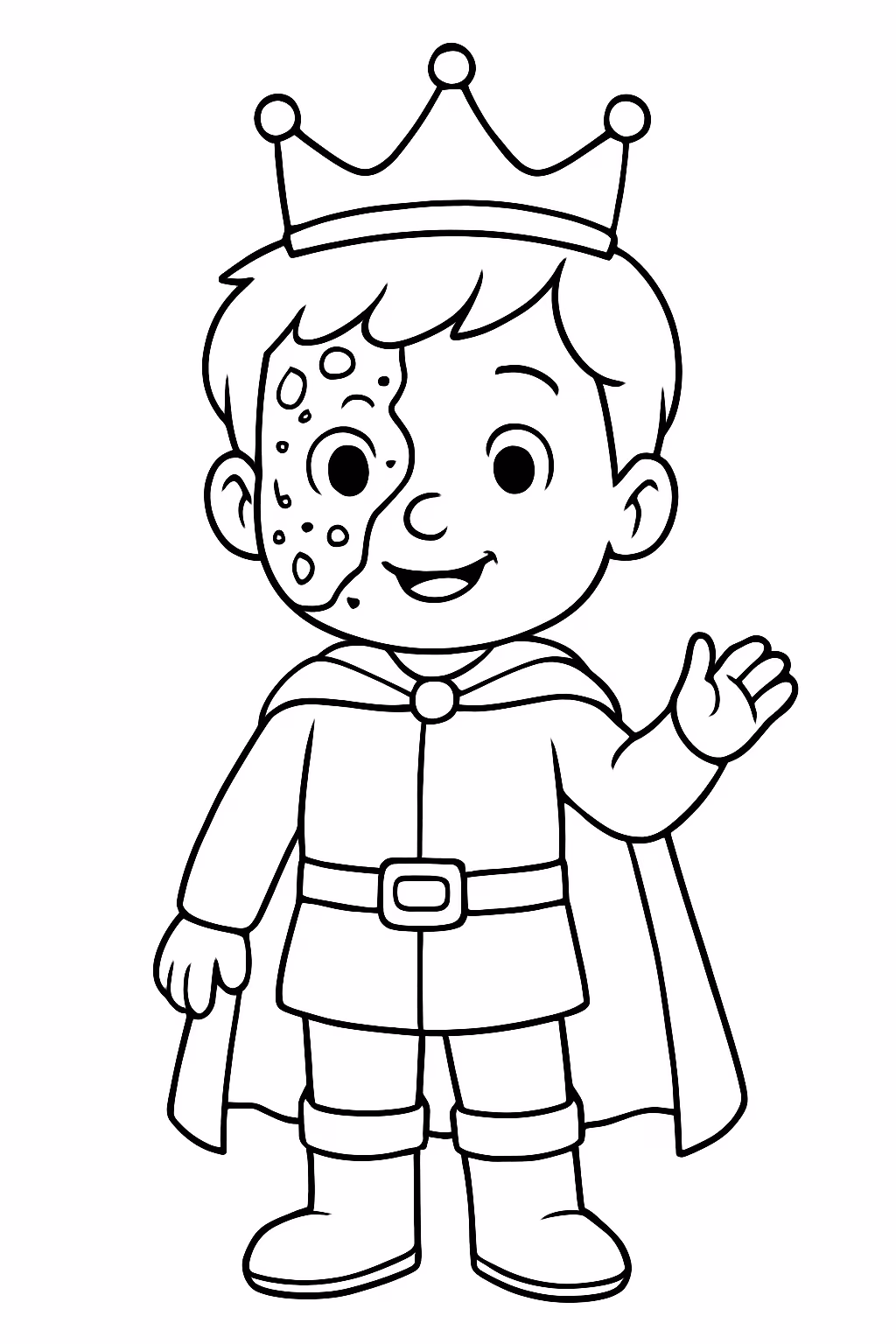 Um principe de anos com um hemangiona em todo rosto para colorir — desenho para imprimir
