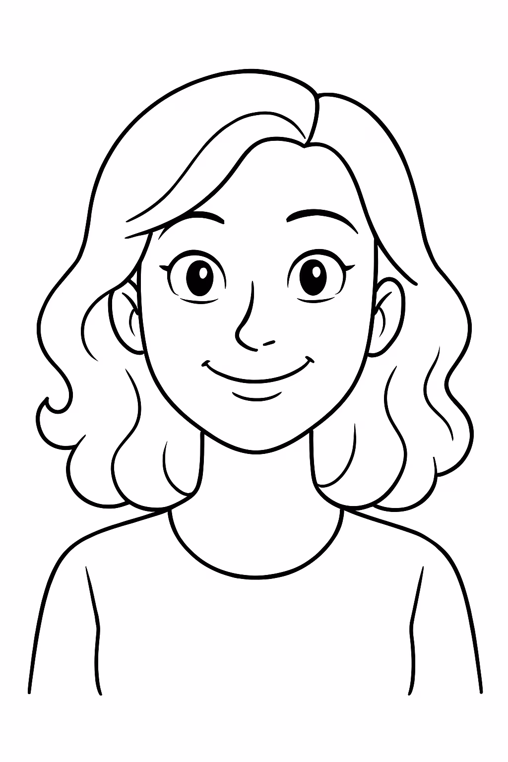 Um rosto feminino adulto para colorir — desenho para imprimir