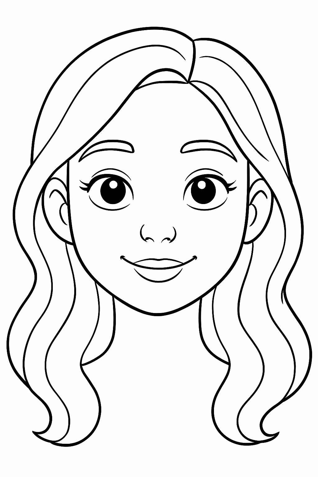 Um rosto feminino realista para colorir — desenho para imprimir