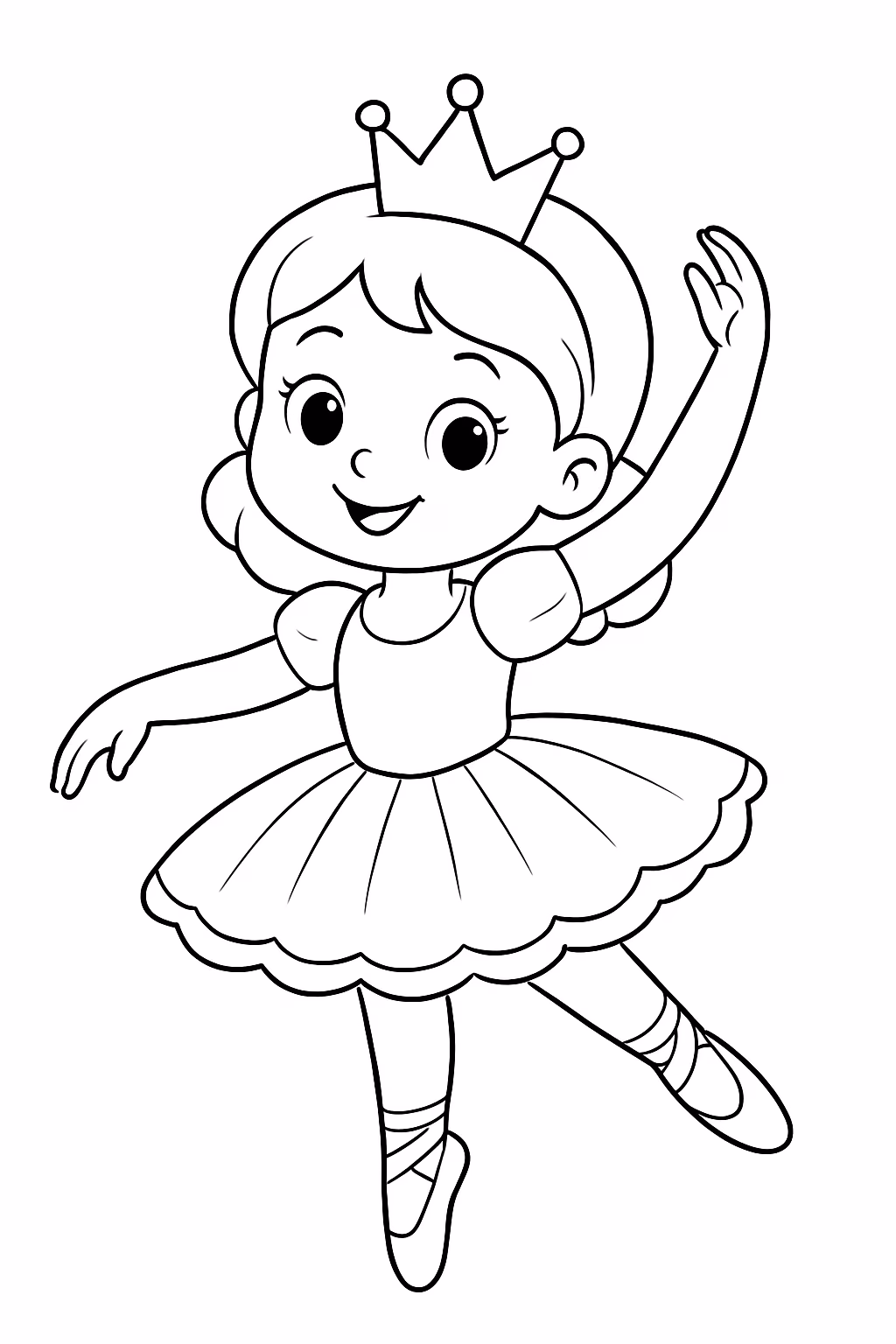 Uma bebezinha princesa fazendo bale para colorir — desenho para imprimir