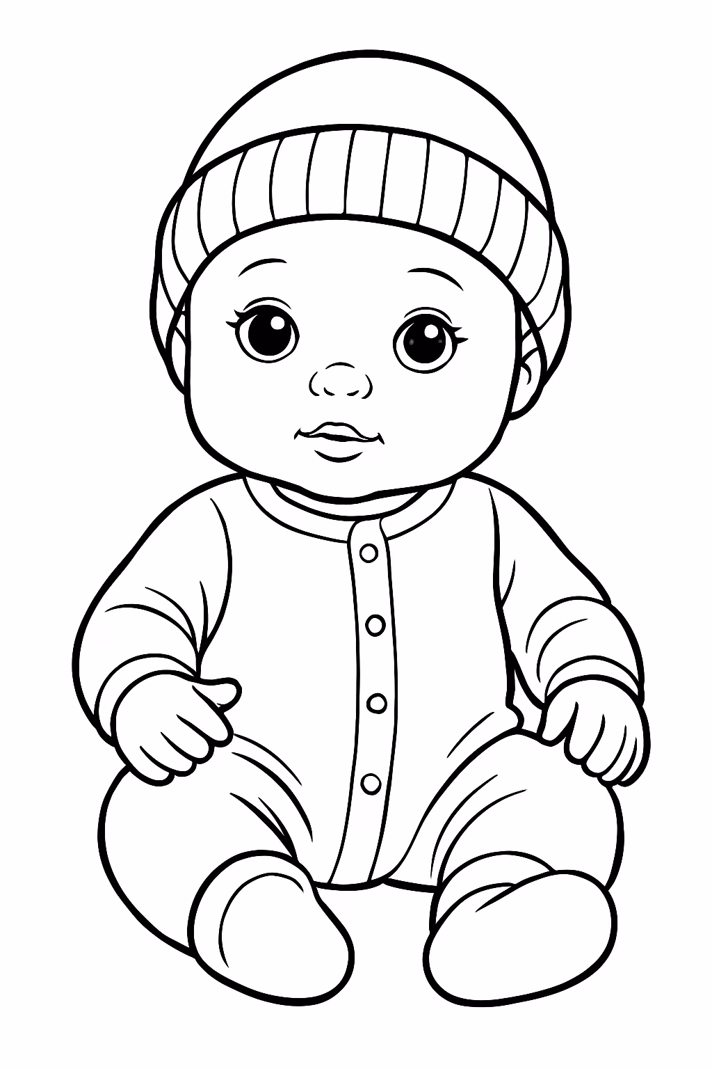 Uma boneca reborn com touca na cabeca para colorir — desenho para imprimir