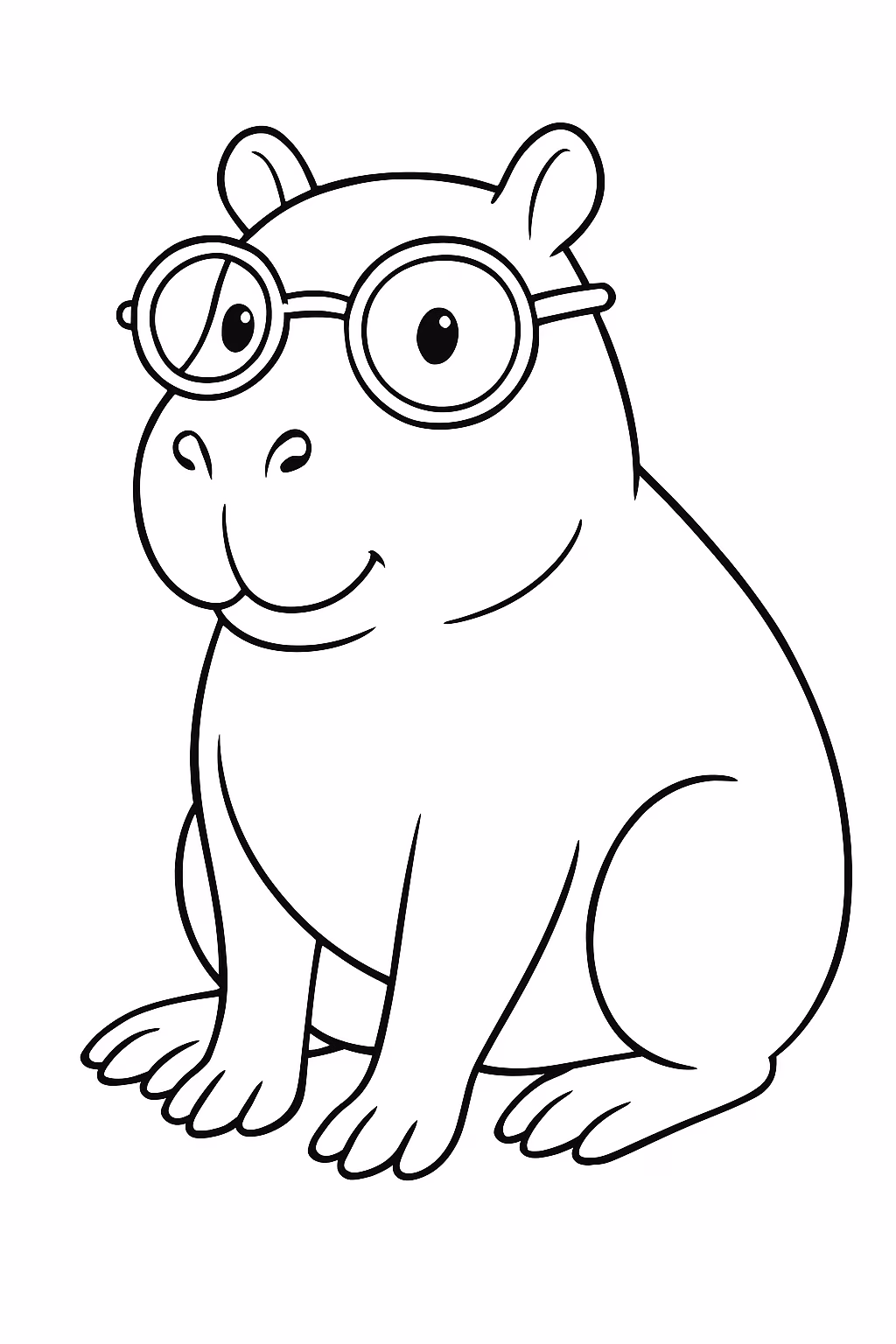 Uma capivara de oculos para colorir — desenho para imprimir
