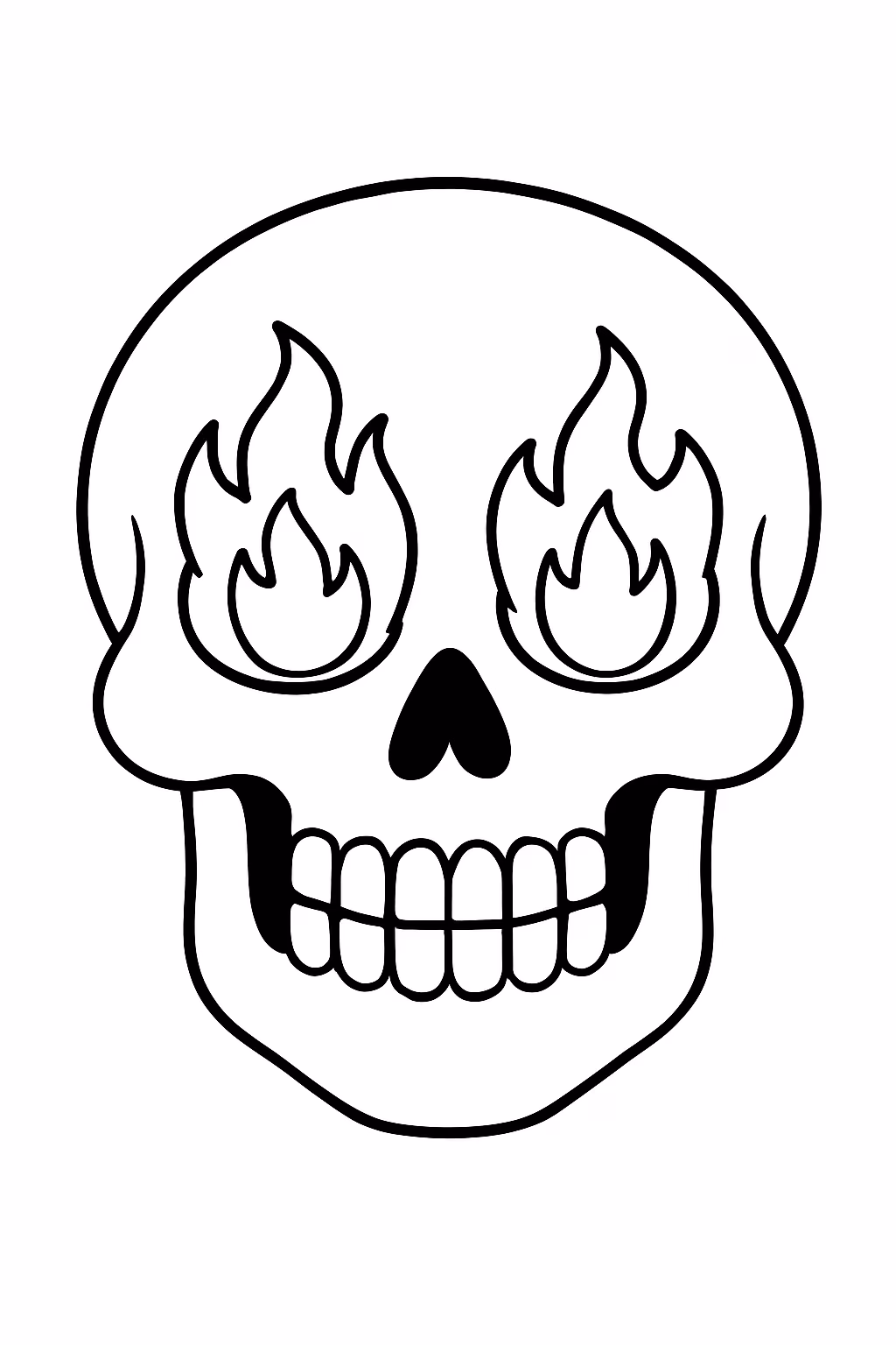 Uma caveira com fogo nos olhos para colorir — desenho para imprimir