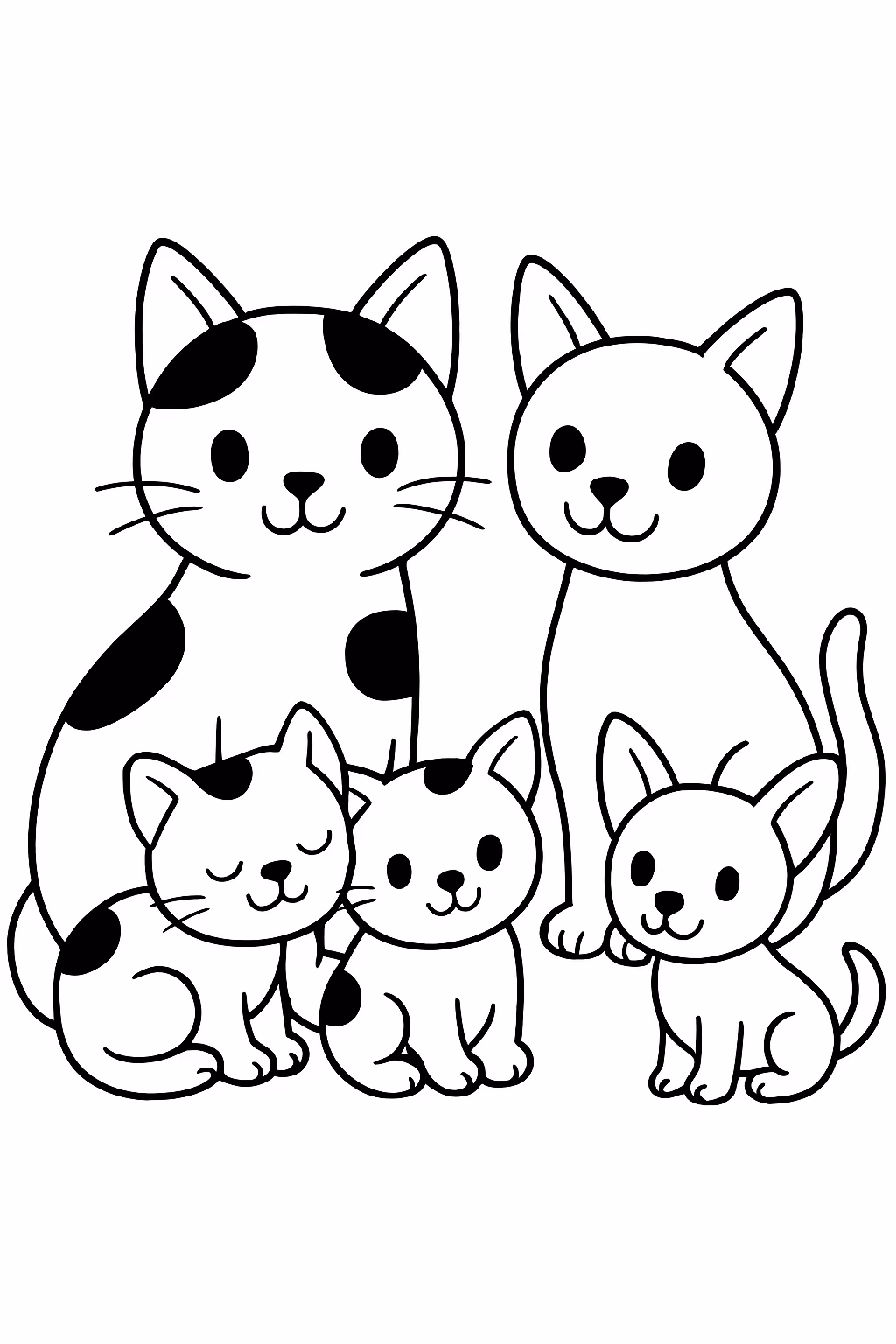 Uma gata com a cor malhada braca e preta com para colorir — desenho para imprimir
