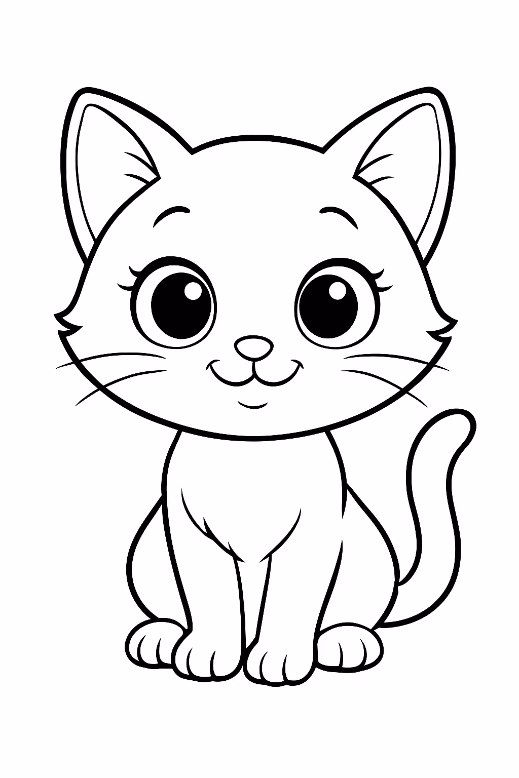 Uma gatinha pequena e fofa para colorir — desenho para imprimir