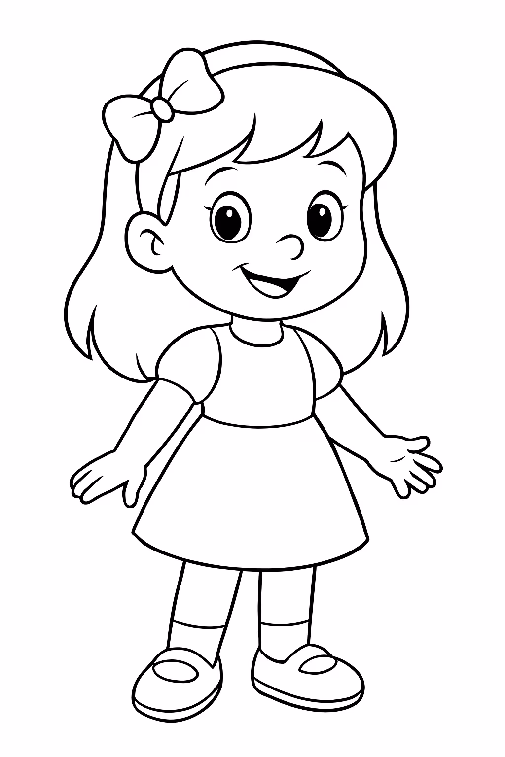 Uma menina para colorir — desenho para imprimir