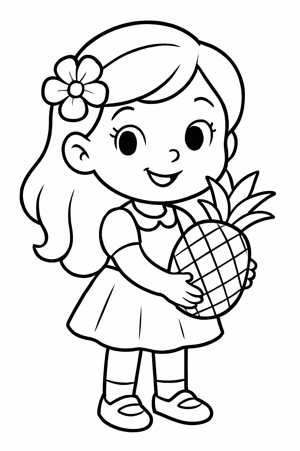Uma menina acokm espimha para colorir — desenho para imprimir