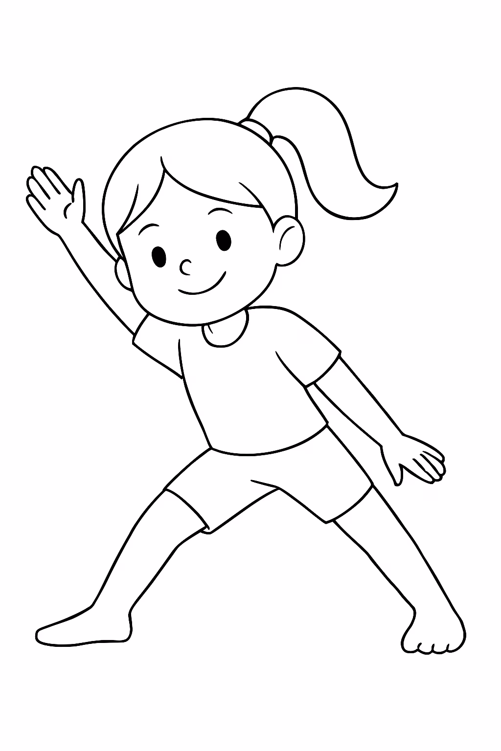 Uma menina fazendo ginastica para colorir — desenho para imprimir