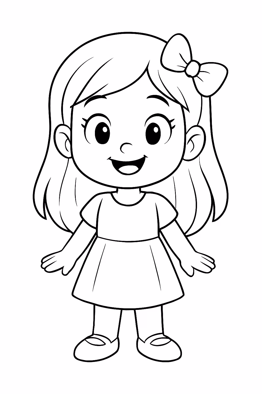 Uma menina fofa para colorir — desenho para imprimir