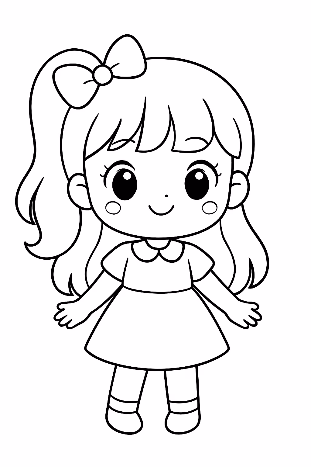 Uma menina kawaii para colorir — desenho para imprimir
