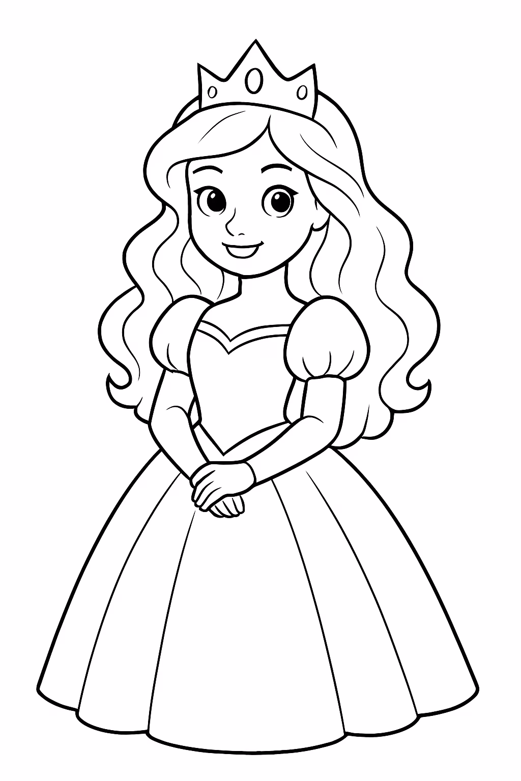 Uma princesa muito bonita para colorir — desenho para imprimir