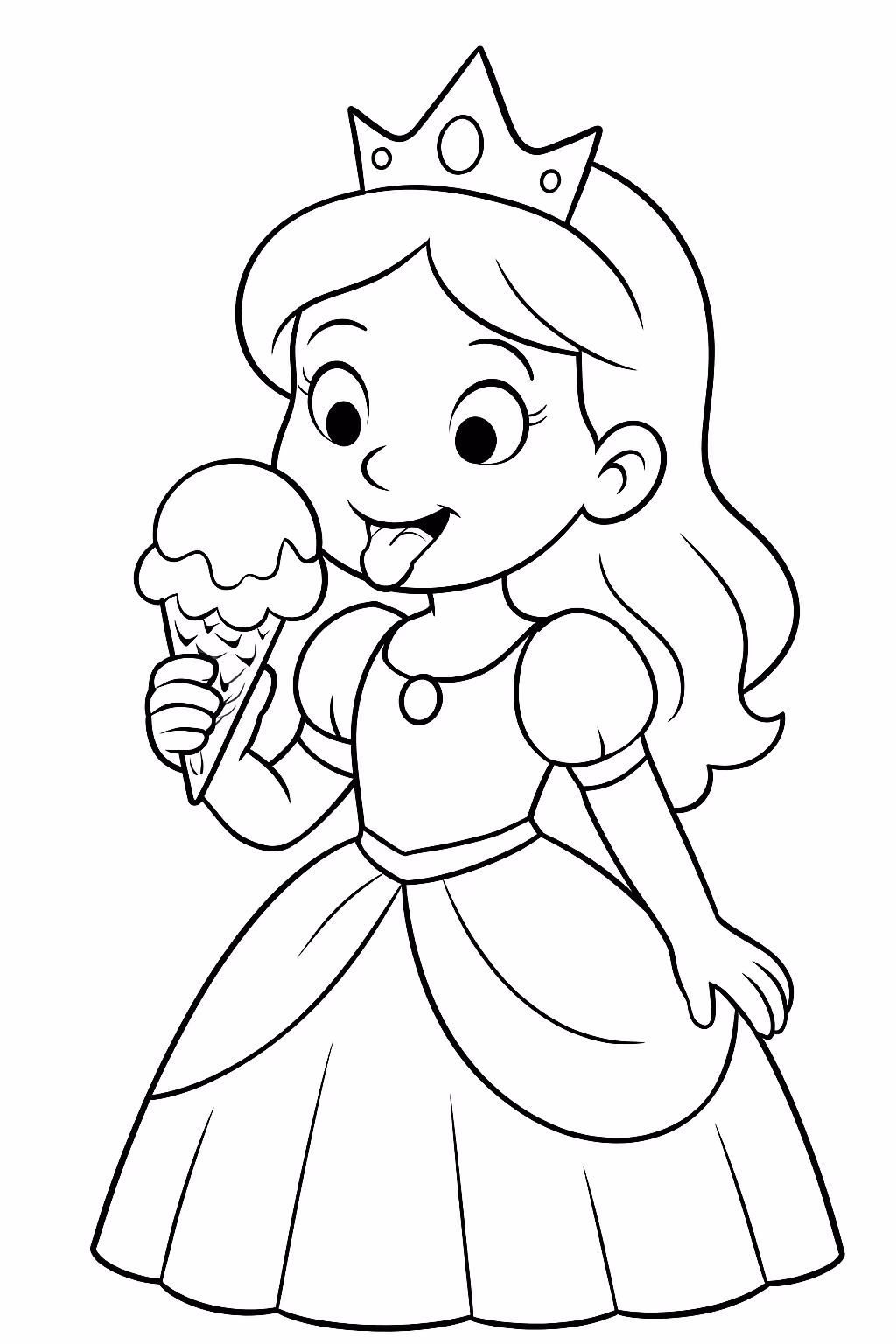 Uma princesa tomando sorvete para colorir — desenho para imprimir