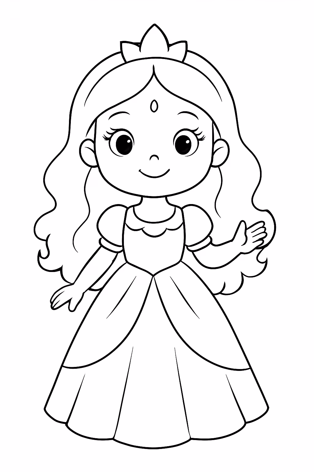 Uma princesinha com franginha na testa igual de india e para colorir — desenho para imprimir