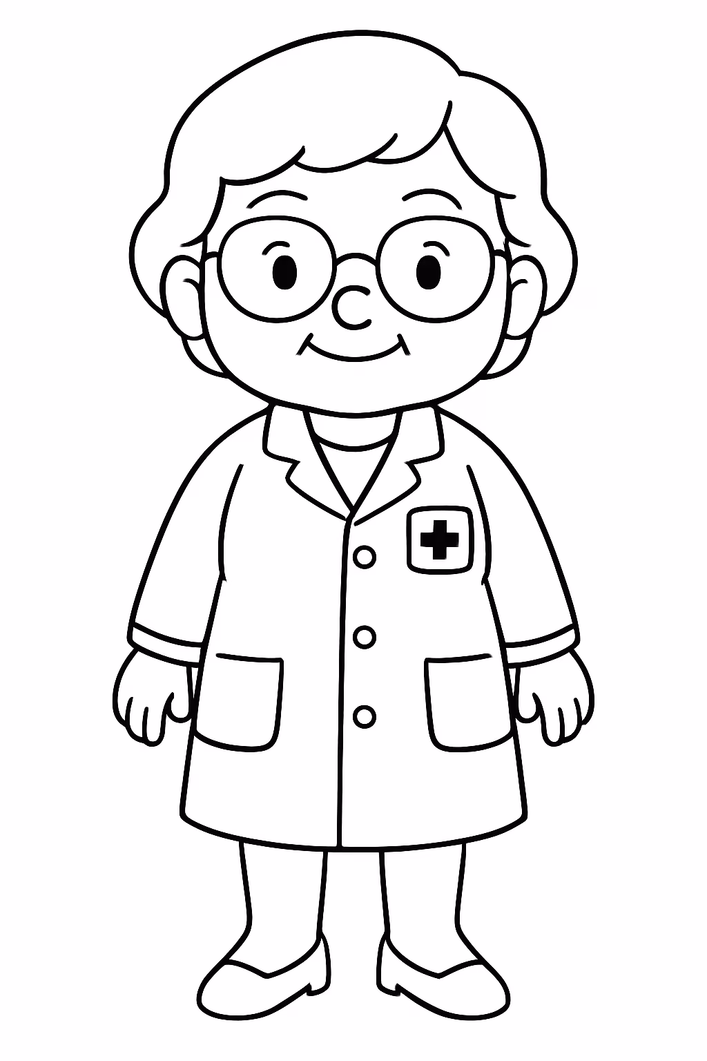 Uma senhora tipo vovozinha baixinha de oculos e cabelo curtinho para colorir — desenho para imprimir
