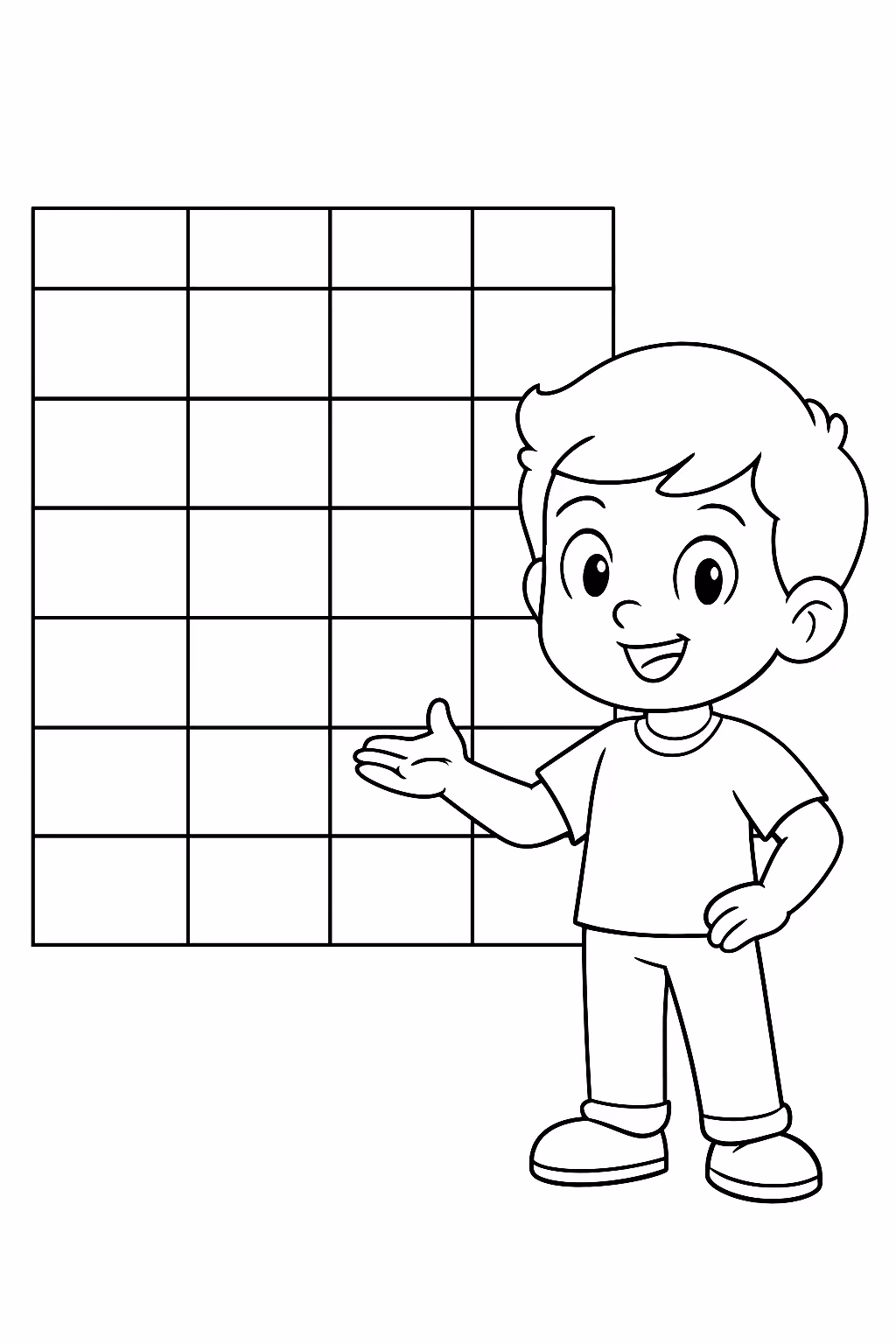 Uma tabela de colunas e filas para colorir — desenho para imprimir