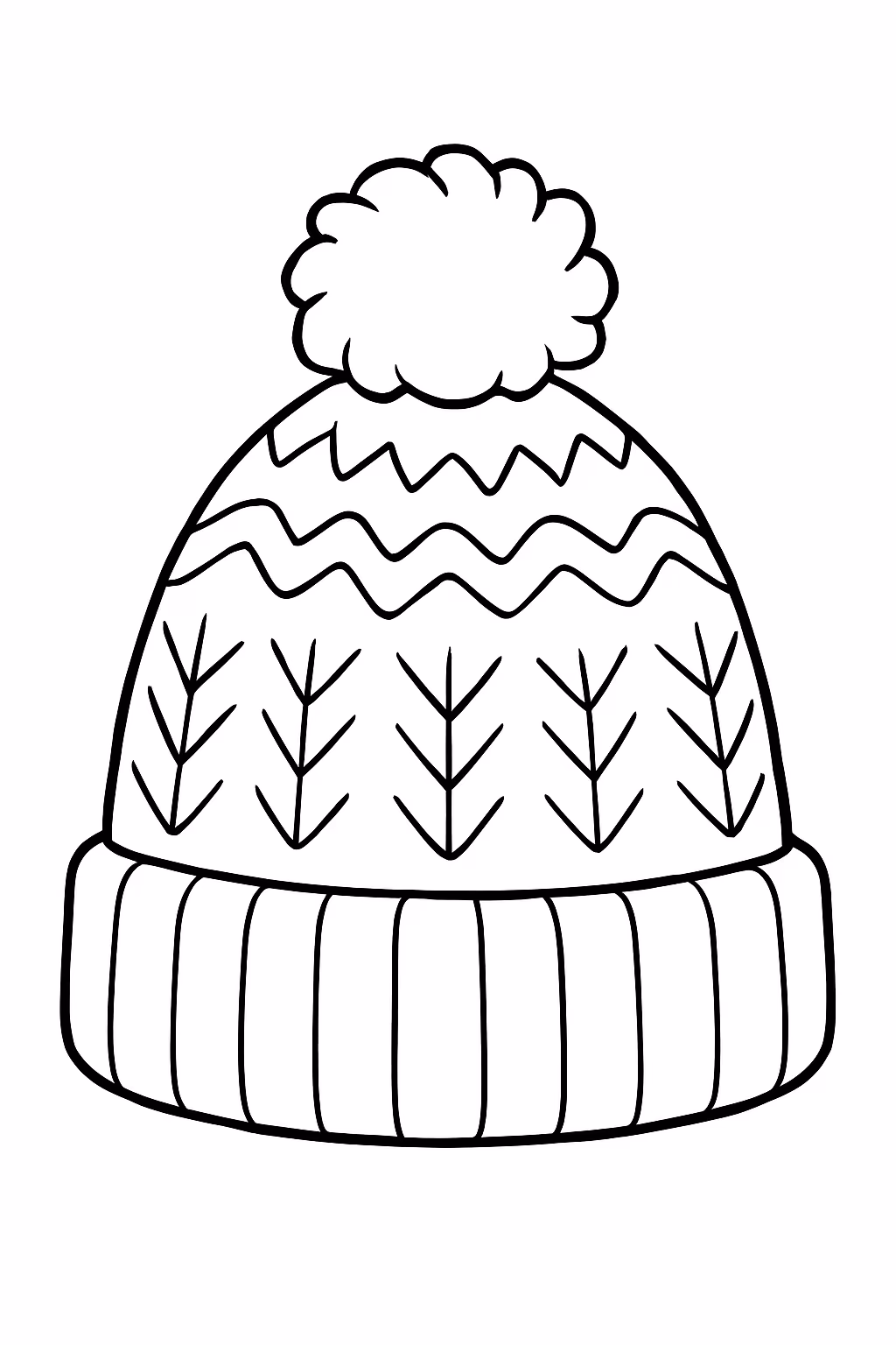 Uma touca de inverno para colorir — desenho para imprimir