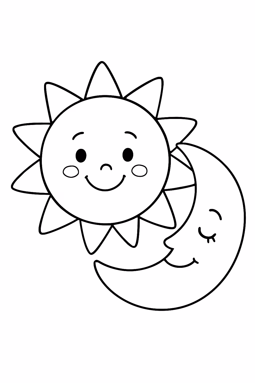 Una lua sol para colorir — desenho para imprimir