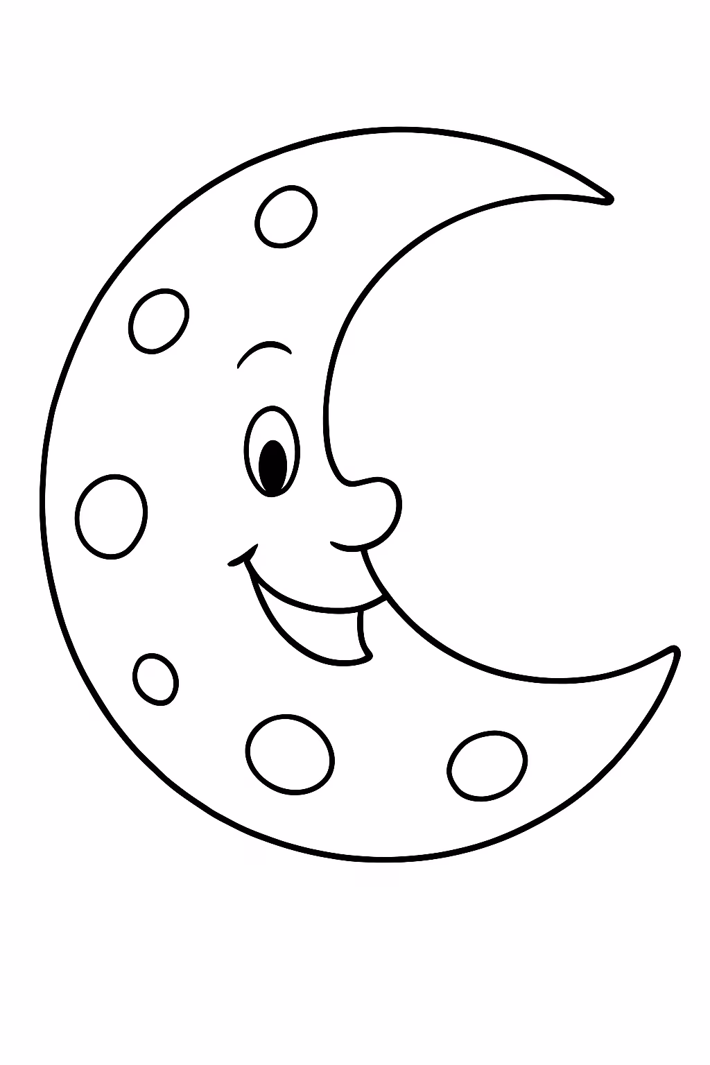 Una lua sorrindo para colorir — desenho para imprimir