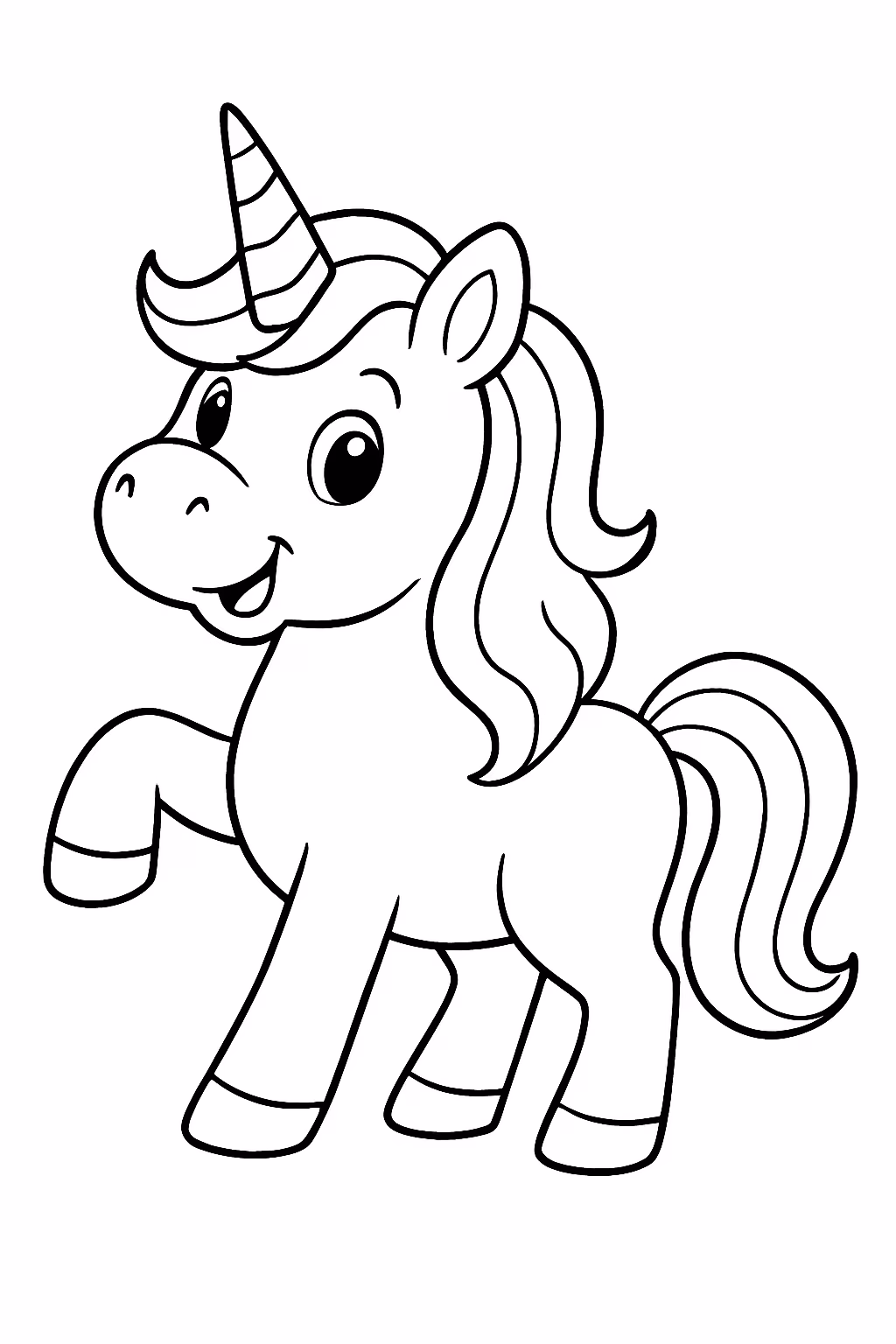 Unicornio contente para colorir — desenho para imprimir