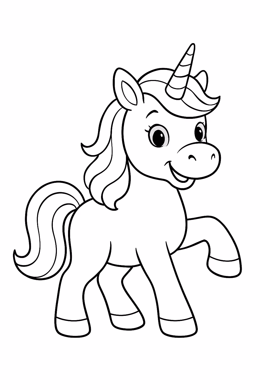 Unicornio feliz para colorir — desenho para imprimir