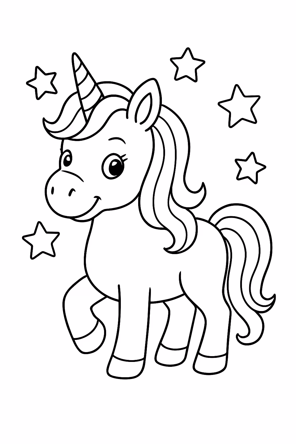 Unicornio meninas de anos para colorir — desenho para imprimir
