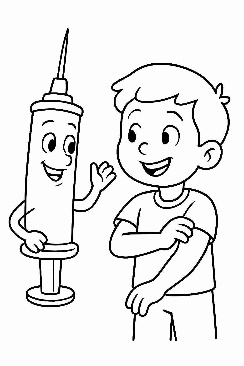 Vacina para colorir — desenho para imprimir