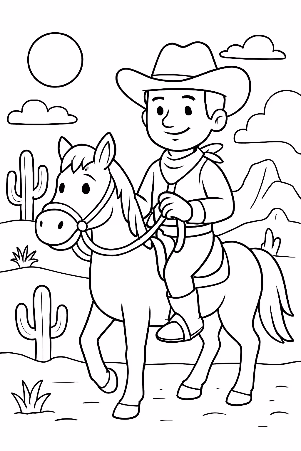 Vaqueiro no sertao dos inhamuns para colorir — desenho para imprimir