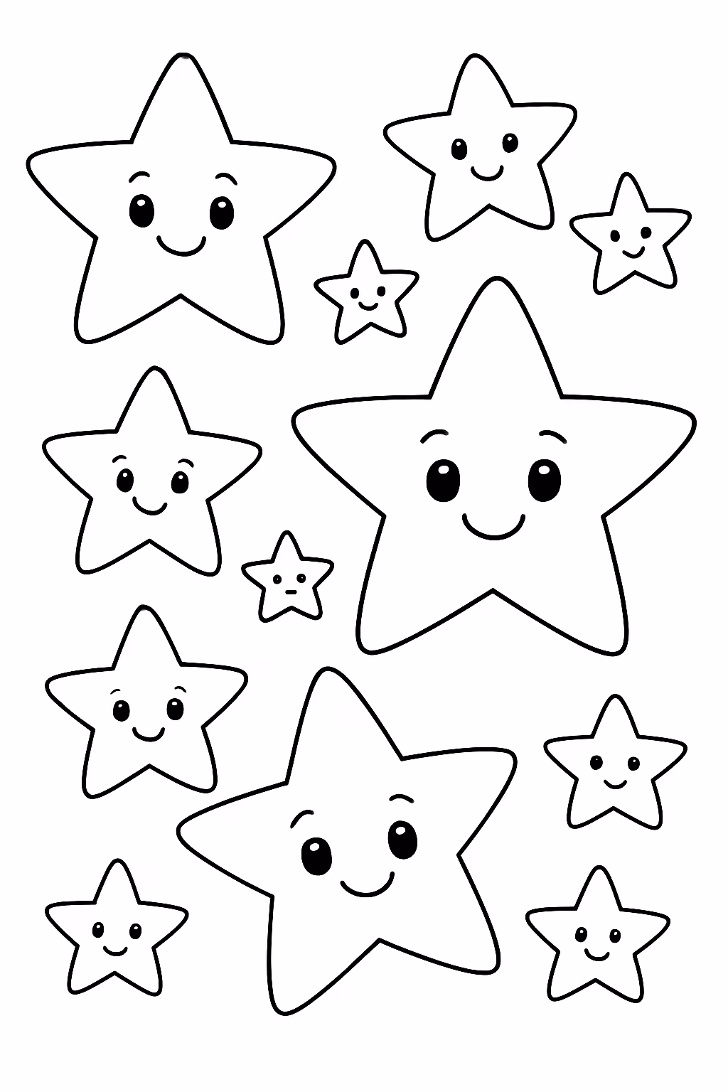 Varias estrelas para colorir — desenho para imprimir