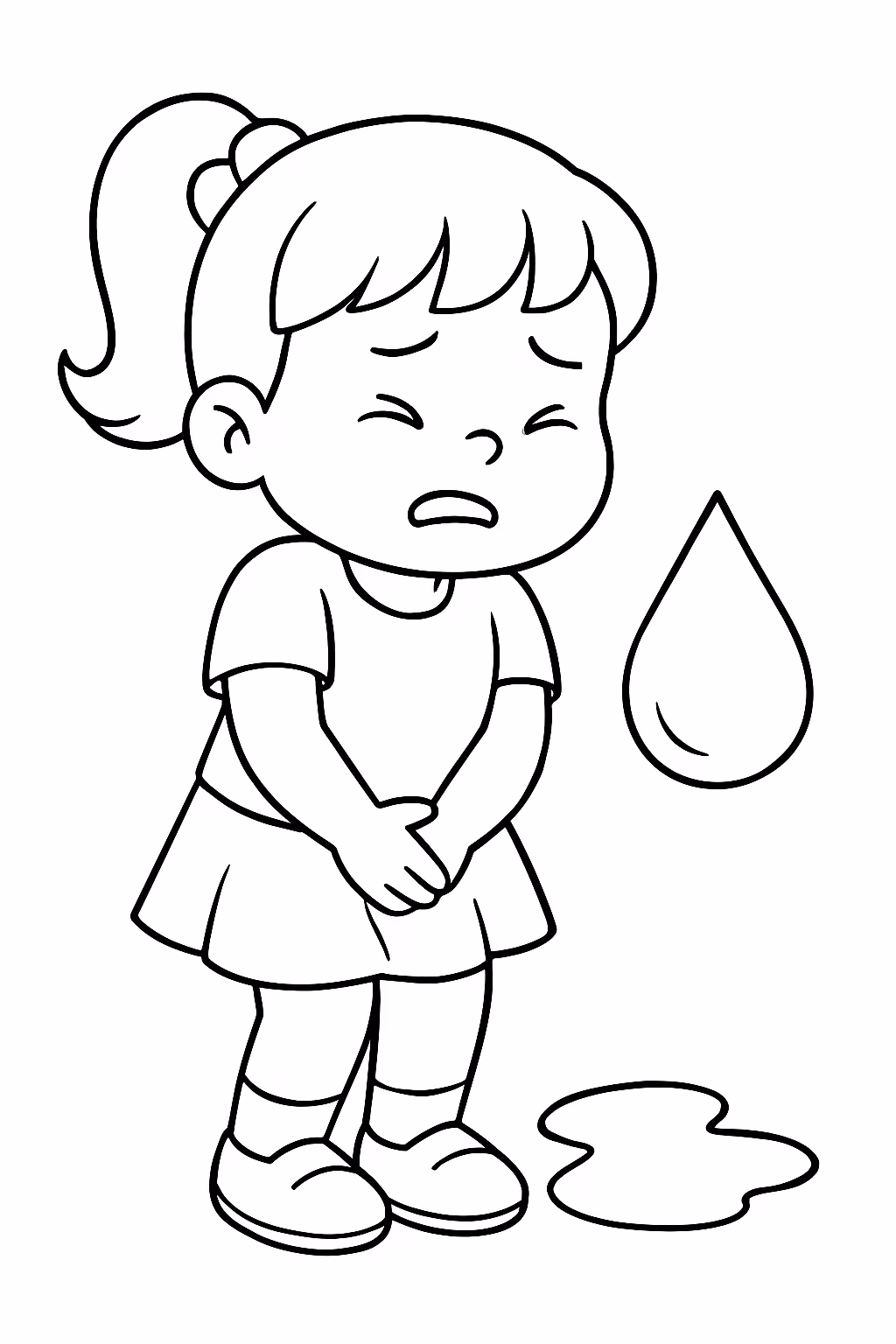 Vontade de fazer xixi menena para colorir — desenho para imprimir