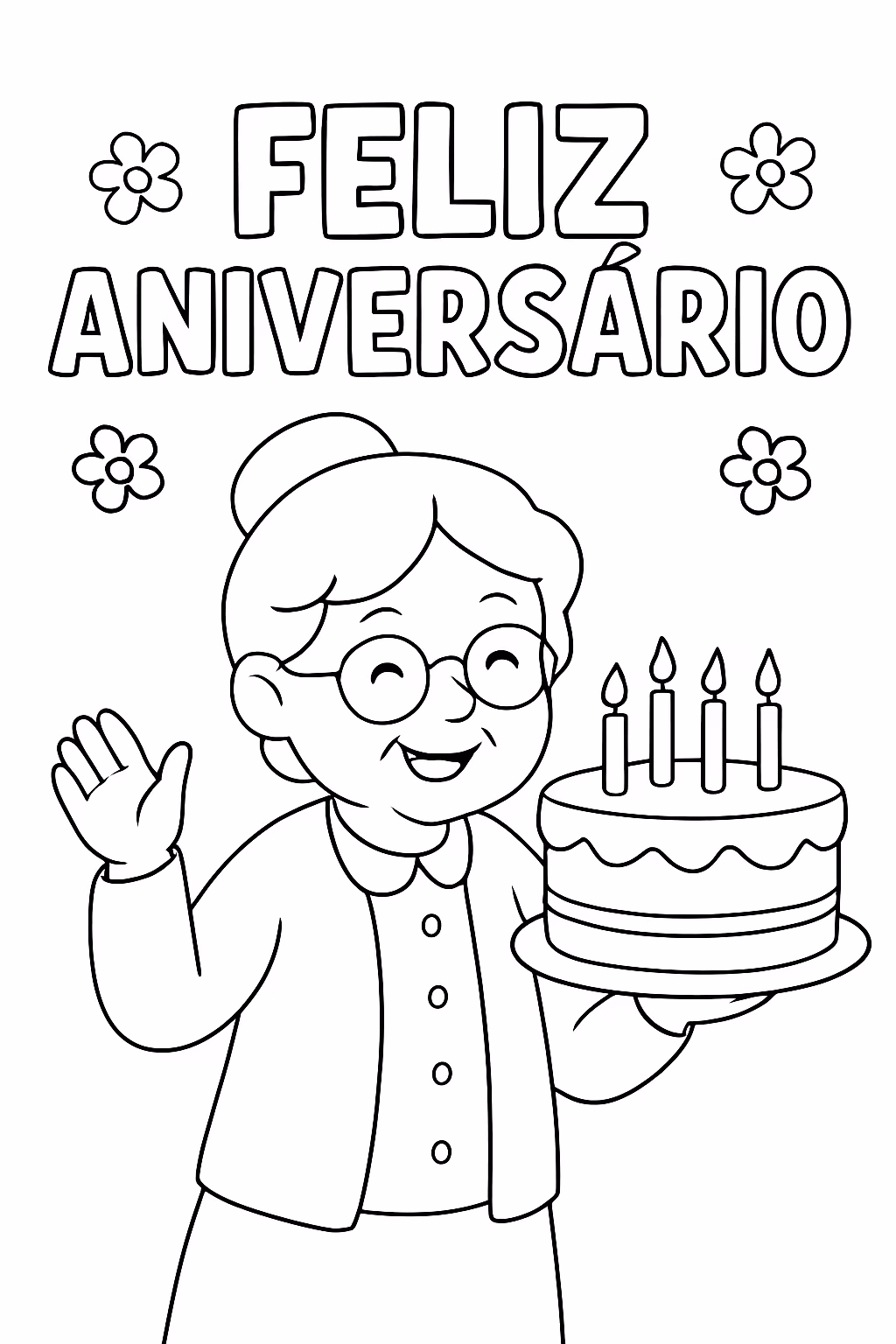 Vovo feliz aniversario letras coloridas para colorir — desenho para imprimir